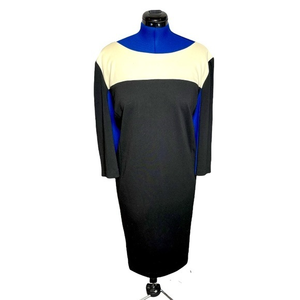 Julian Taylor New York 24W color block back zipper‎ 3/4 bell sleeve shift dress